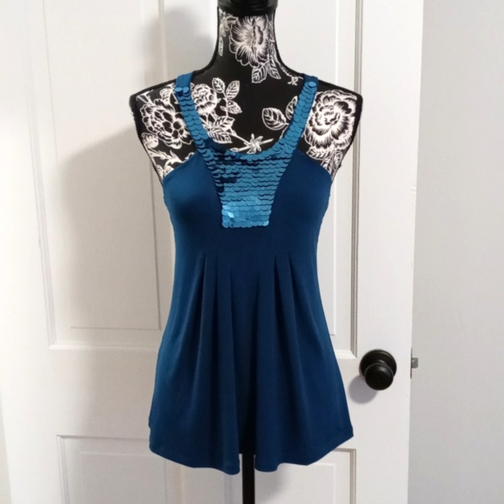 💙Express💙 - Teal/Turquoise Sequins Detail Top